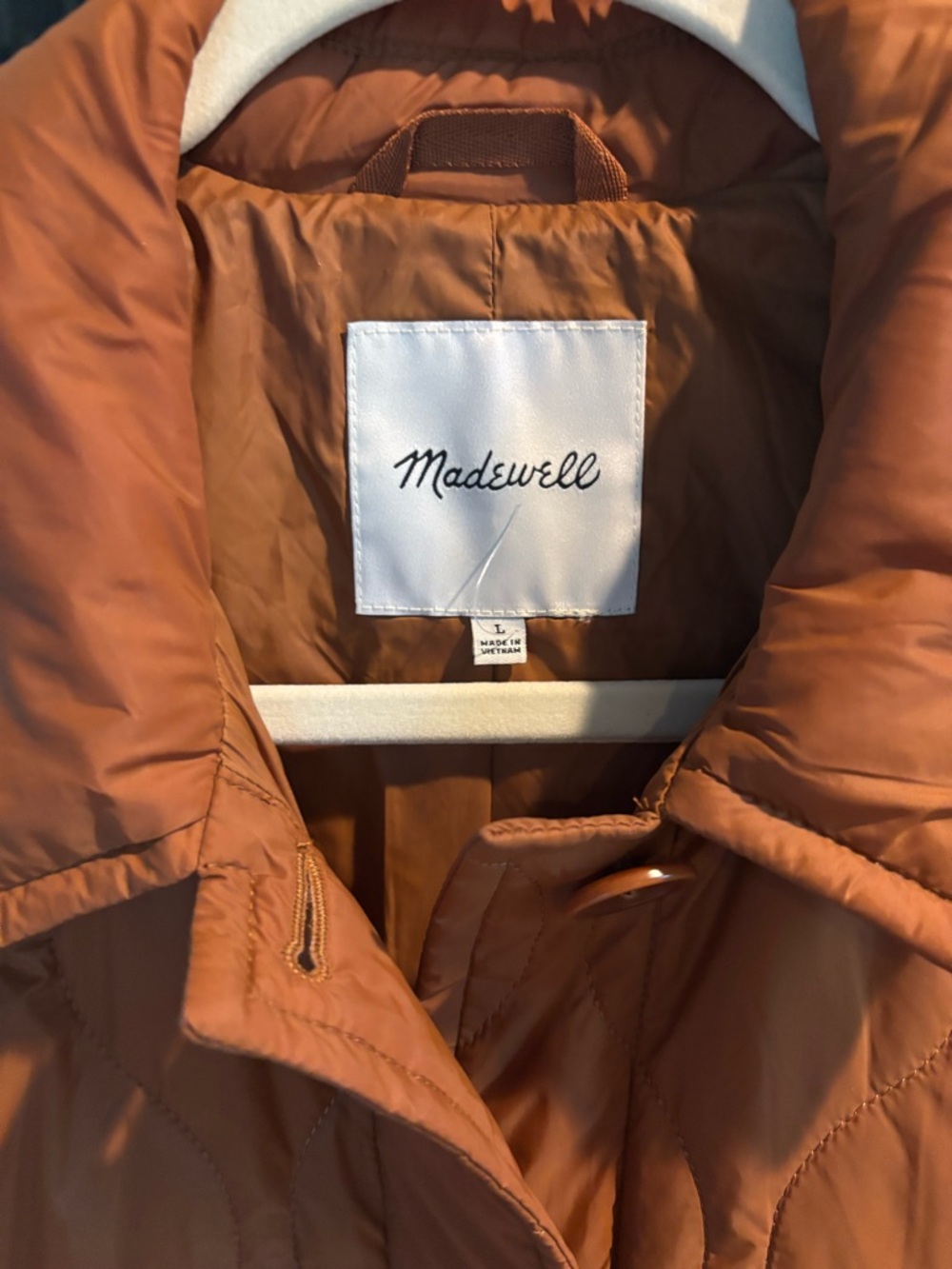 Madewell Quilted Button-Front Jacket.  NWOT size L - Picture 3 of 9